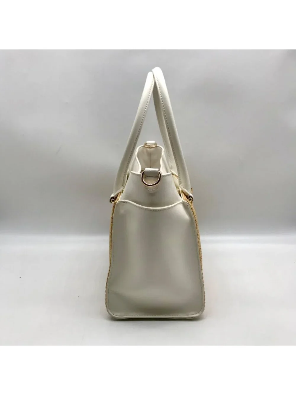 I.N.C. International Concepts Vanilla Straw Caitii Medium Satchel Bag